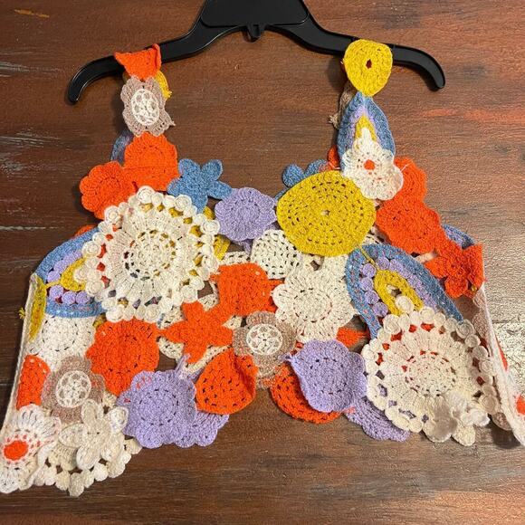 PATCHWORK DOLLY CROCHET Women's Top One Size - Picture 2 of 6